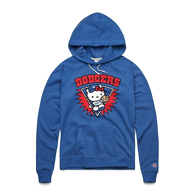 Women's Homage Royal Hello Kitty x Los Angeles Dodgers Throw Burst Tri-Blend Hoodie