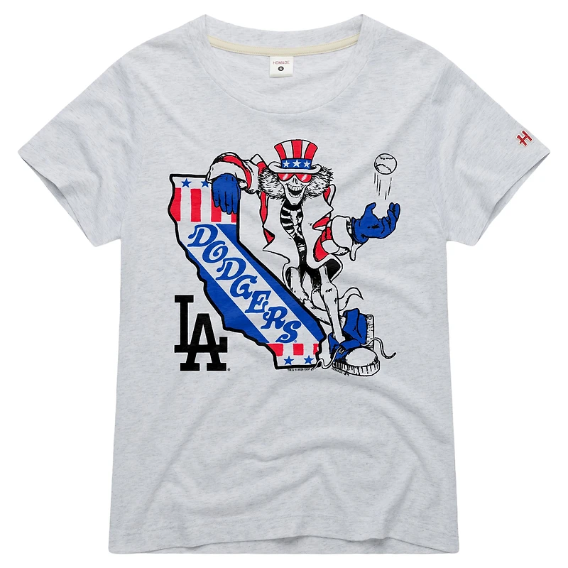 Women's Homage x Grateful Dead Ash Los Angeles Dodgers Americana Tri-Blend T-Shirt