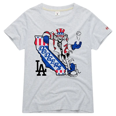Women's Homage x Grateful Dead Ash Los Angeles Dodgers Americana Tri-Blend T-Shirt