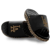 Women's ISlide Black Los Angeles Dodgers Cheetah Dip Motive Slide Sandals