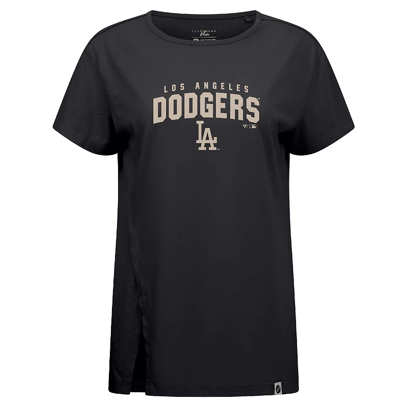 T-shirt noir Levelwear pour femme, motif arche des Dodgers de Los Angeles, Influx Team