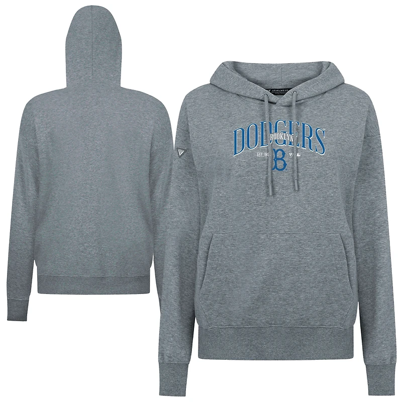 Sweat à capuche gris Levelwear pour femme Los Angeles Dodgers Adorn Throwback Spellout