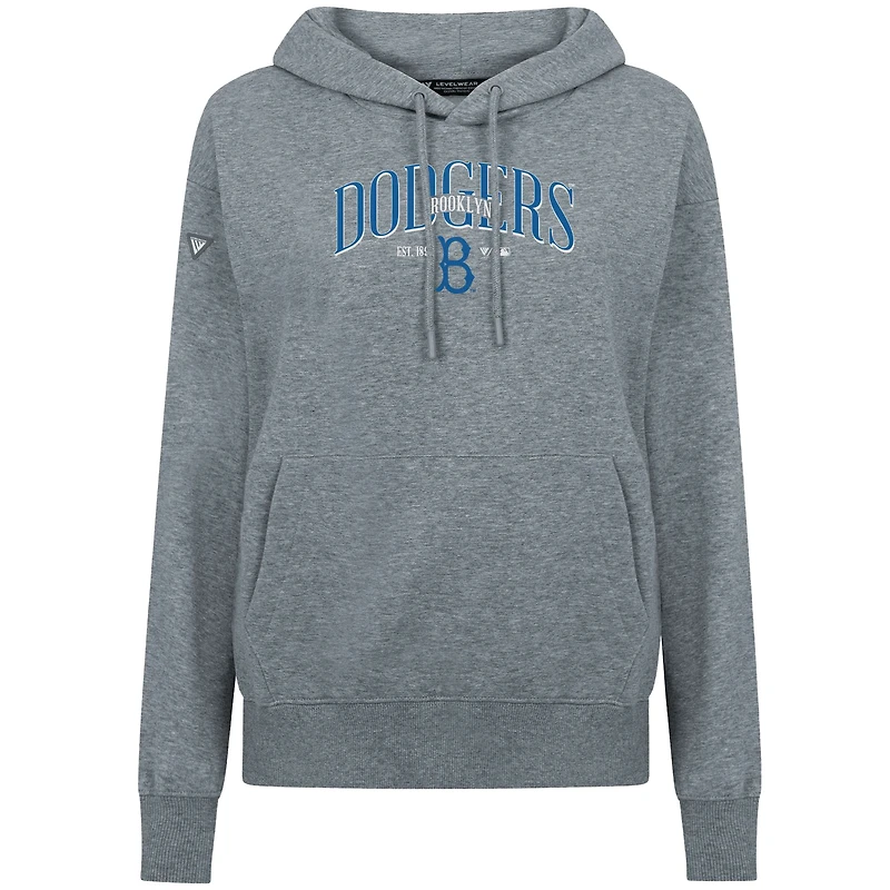 Sweat à capuche gris Levelwear pour femme Los Angeles Dodgers Adorn Throwback Spellout