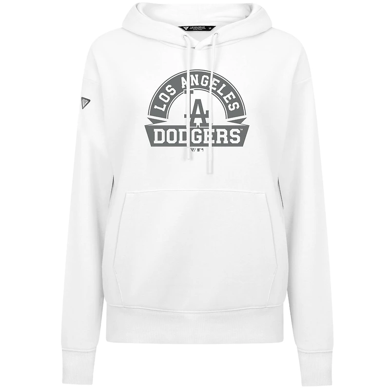 Women's Levelwear White Los Angeles Dodgers Adorn Banner Arch Pullover Hoodie
