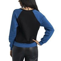 Haut pull en molleton à col V Lusso noir/royal pour femmes des Dodgers de Los Angeles Mack
