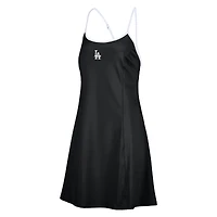 Women's Lusso  Black Los Angeles Dodgers Nakita Strappy V-Neck Dress
