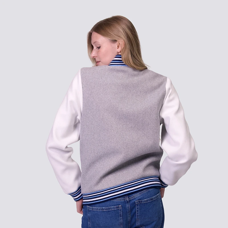 Women's Lusso  Gray Los Angeles Dodgers Celine Full-Snap Varsity Jacket