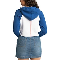 Chandail à capuchon court en trois mélanges avec fermeture Éclair quart de coupe Jane Raglan des Dodgers Los Angeles Lusso White pour femme