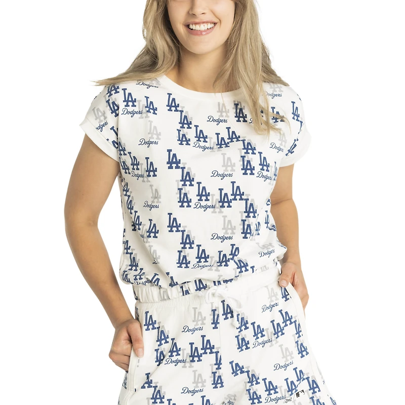 T-shirt Madge Dolman tri-mélange des Dodgers de Los Angeles Lusso blanc pour femme