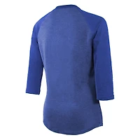 T-shirt à manches 3/4 raglan tri-blend pour femme, Majestic Threads Royal Los Angeles Dodgers, champions des World Series 2025.