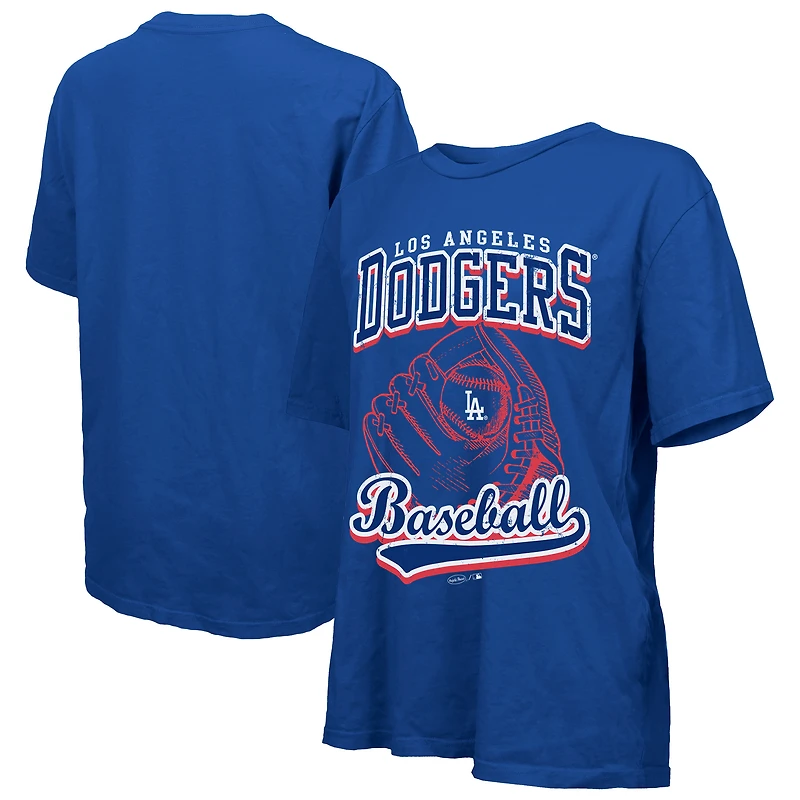 T-shirt surdimensionné pour femme Majestic Threads Royal Los Angeles Dodgers First Base