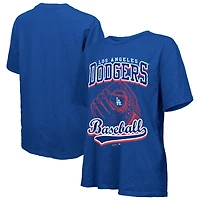 T-shirt surdimensionné pour femme Majestic Threads Royal Los Angeles Dodgers First Base