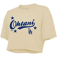 Women's Majestic Threads Shohei Ohtani Cream Los Angeles Dodgers Boxy Crop Top