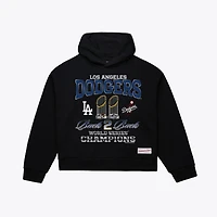 Women's Mitchell & Ness Black Los Angeles Dodgers Back 2 Trophies Cropped Hoodie