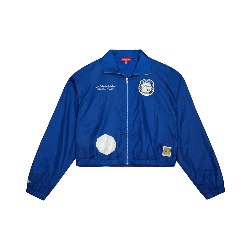 Veste zippée en nylon bleu pour femme Mitchell & Ness des Dodgers de Los Angeles, collection Cooperstown