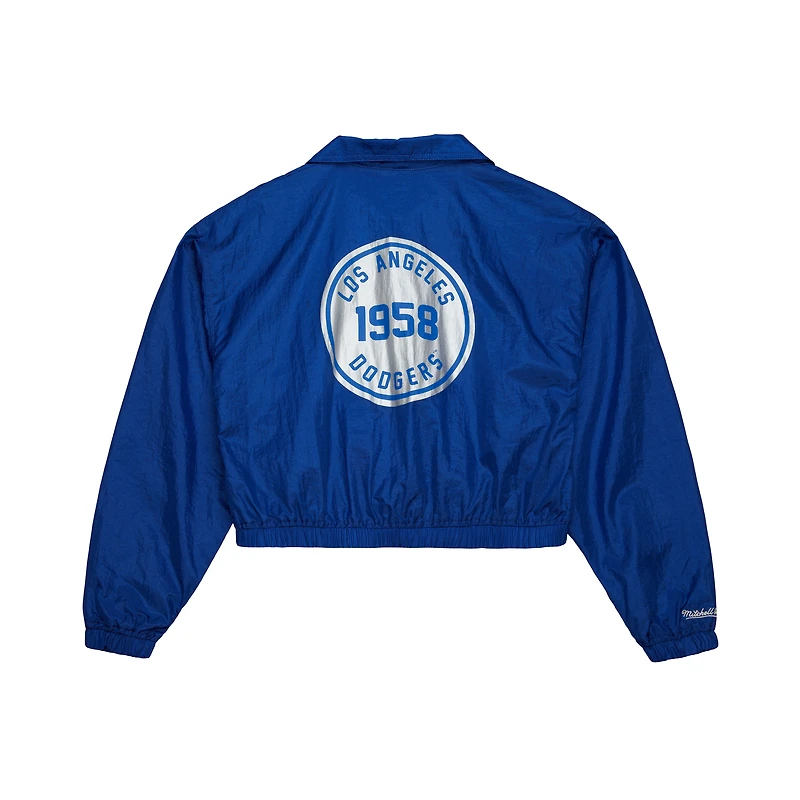 Veste zippée en nylon bleu pour femme Mitchell & Ness des Dodgers de Los Angeles, collection Cooperstown
