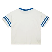 T-shirt court à empiècement crème Mitchell & Ness pour femme, collection Cooperstown des Dodgers de Los Angeles