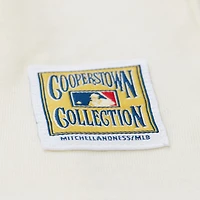 T-shirt court à empiècement crème Mitchell & Ness pour femme, collection Cooperstown des Dodgers de Los Angeles