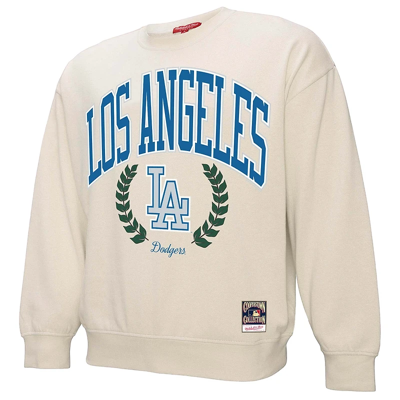 Sweat-shirt ras du cou Laurel de la collection Cooperstown des Los Angeles Dodgers Mitchell & Ness pour femme couleur crème