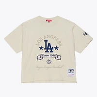 T-shirt court Mitchell & Ness crème Los Angeles Dodgers Cooperstown Yacht Rock pour femme
