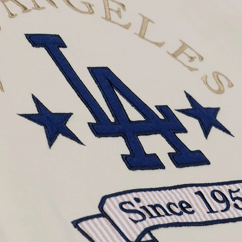 Women's Mitchell & Ness  Cream Los Angeles Dodgers Cooperstown Yacht Rock Boxy Cropped T-Shirt