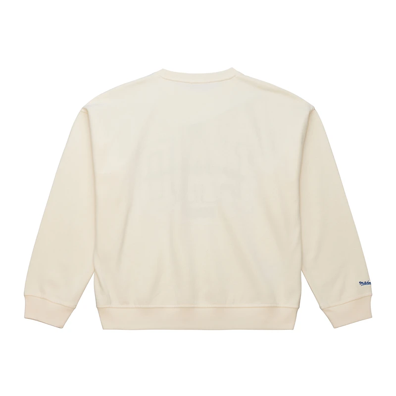 Sweat-shirt à col rond premium Mitchell & Ness crème Los Angeles Dodgers pour femmes