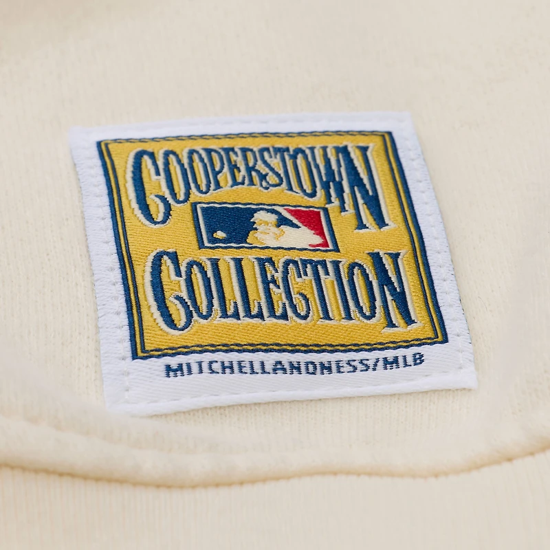 Sweat-shirt à col rond premium Mitchell & Ness crème Los Angeles Dodgers pour femmes