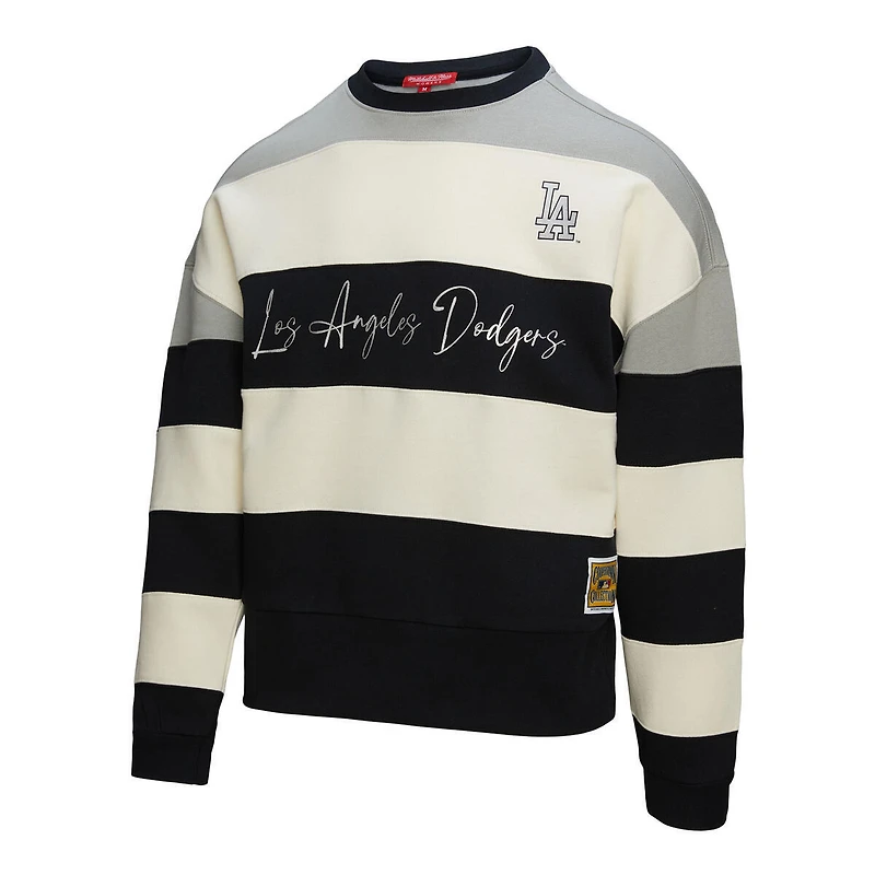 Women's Mitchell & Ness  Gray/Black Los Angeles Dodgers Cooperstown Collection Blocked Fleece Pullover Sweatshirt