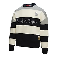 Women's Mitchell & Ness  Gray/Black Los Angeles Dodgers Cooperstown Collection Blocked Fleece Pullover Sweatshirt
