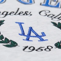 Women's Mitchell & Ness Heather Gray Los Angeles Dodgers Cropped Toggle Pullover Sweatshirt
