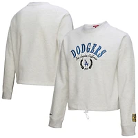 Sweat-shirt court à capuche Mitchell & Ness gris chiné pour femme, motif Los Angeles Dodgers