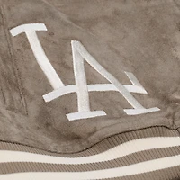 Veste universitaire Mitchell & Ness beige Los Angeles Dodgers pour femme, à boutons-pression.