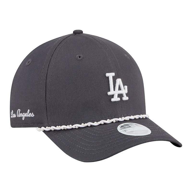 Women's New Era Charcoal Los Angeles Dodgers Pearl Rope 9FORTY M-Crown Adjustable Hat