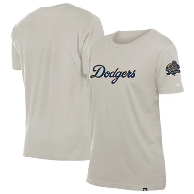 T-shirt New Era crème pour femme, collection or 2025 des Los Angeles Dodgers
