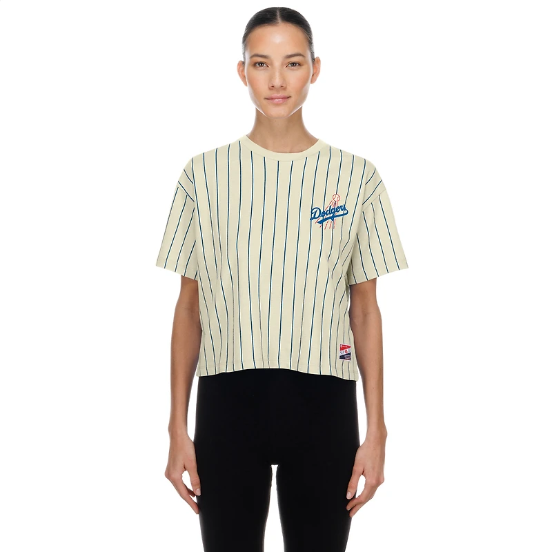 Women's New Era  Cream Los Angeles Dodgers Throwback Boxy T-Shirt