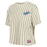 Women's New Era  Cream Los Angeles Dodgers Throwback Boxy T-Shirt
