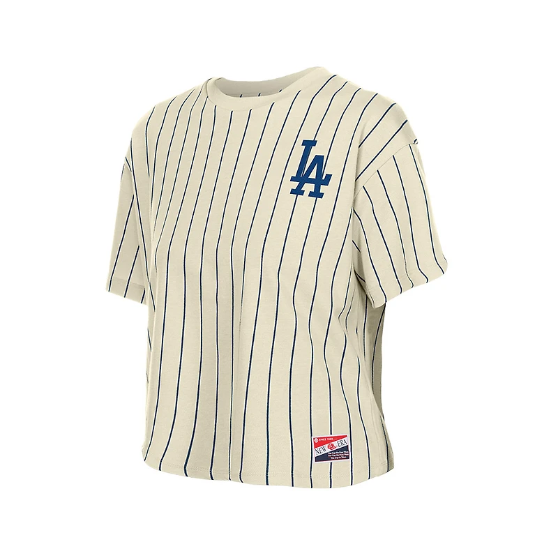 Women's New Era  Cream Los Angeles Dodgers Throwback Boxy T-Shirt