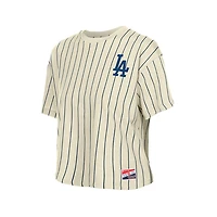 Women's New Era  Cream Los Angeles Dodgers Throwback Boxy T-Shirt