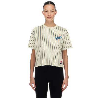 Women's New Era Cream Los Angeles Dodgers Throwback Boxy T-Shirt