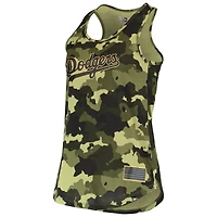 Women's New Era Green Los Angeles Dodgers 2022 MLB Armed Forces Day Camo Racerback Tank Top