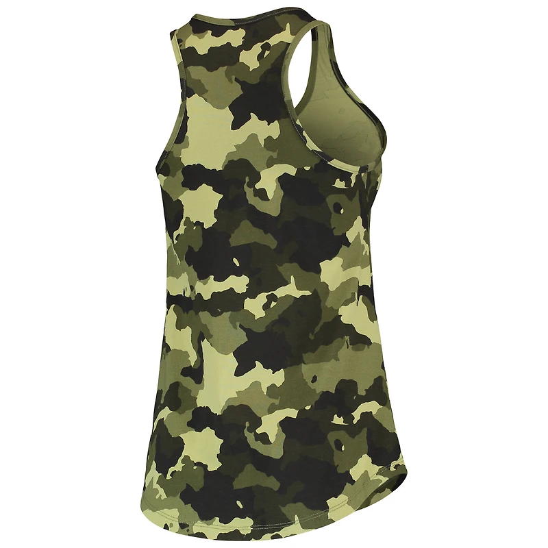 Women's New Era Green Los Angeles Dodgers 2022 MLB Armed Forces Day Camo Racerback Tank Top