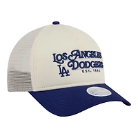 Women's New Era Light Beige/Royal Los Angeles Dodgers Retro 9FORTY M-Crown A-Frame Trucker Adjustable Hat