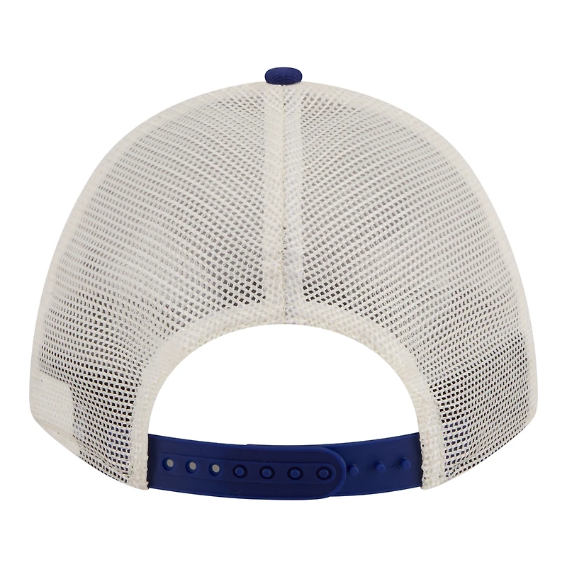 Casquette trucker ajustable New Era pour femme, beige clair/bleu roi, Los Angeles Dodgers, modèle 9FORTY M-Crown A-Frame.