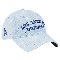 Casquette ajustable New Era 9TWENTY bleu clair pour femme, motif marguerites Los Angeles Dodgers.