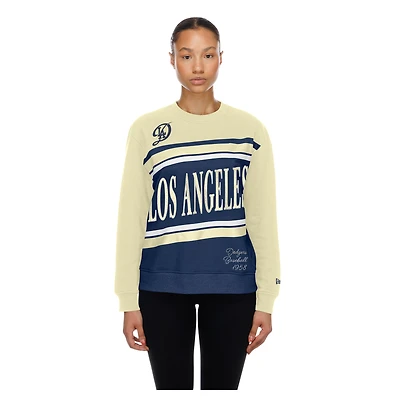 Sweat-shirt polaire New Era City Connect pour femme, bleu marine et crème, Los Angeles Dodgers, jour de match