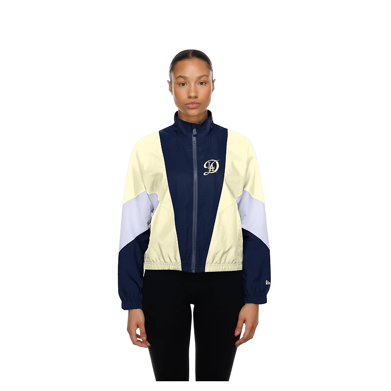 Coupe-vent zippé intégral New Era marine/crème Los Angeles Dodgers Leisure City Connect pour femme