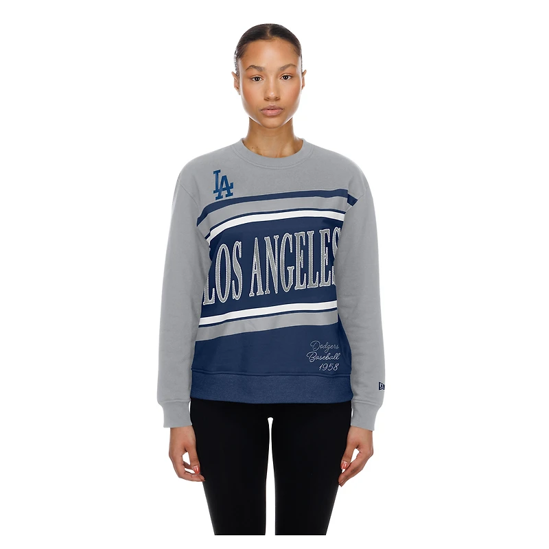 Sweat-shirt polaire New Era bleu marine/gris pour femme, modèle Los Angeles Dodgers Gameday.
