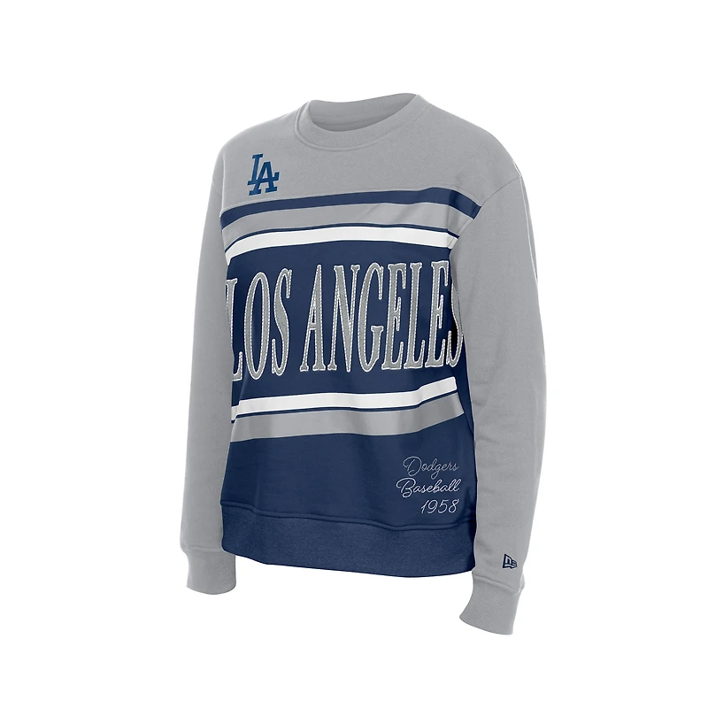 Sweat-shirt polaire New Era bleu marine/gris pour femme, modèle Los Angeles Dodgers Gameday.