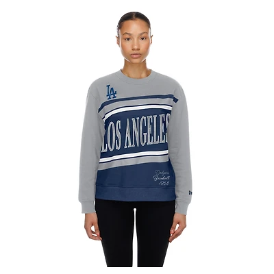Sweat-shirt polaire New Era bleu marine/gris pour femme, modèle Los Angeles Dodgers Gameday.
