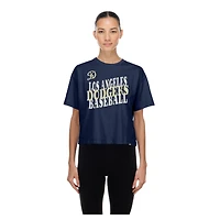 Women's New Era  Navy Los Angeles Dodgers City Connect Glitter Gel Cropped T-Shirt
